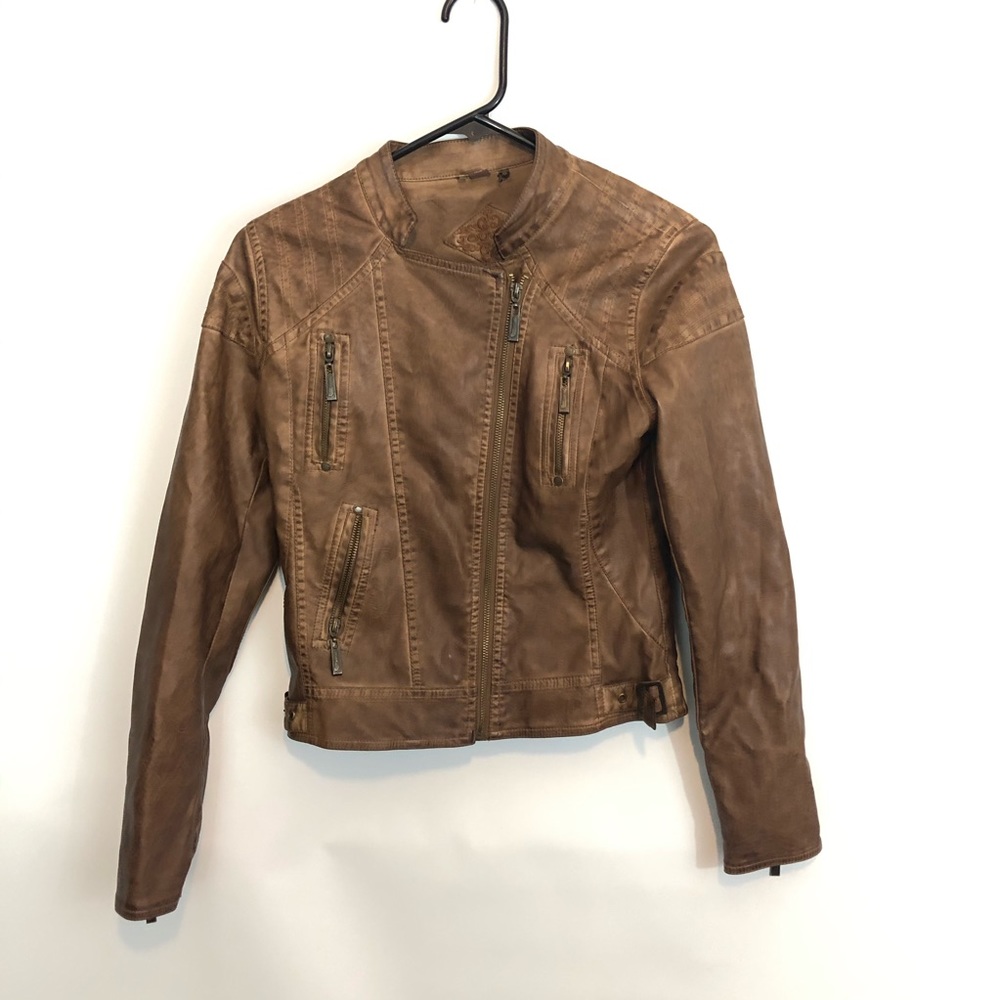 JouJou Womens Brown Pleather Jacket 18/20 XL